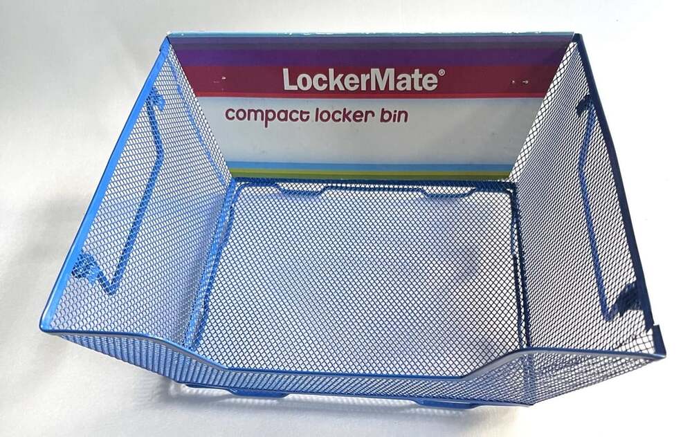 LockerMate Compact Locker Bin Metal Mesh Storage Basket Blue